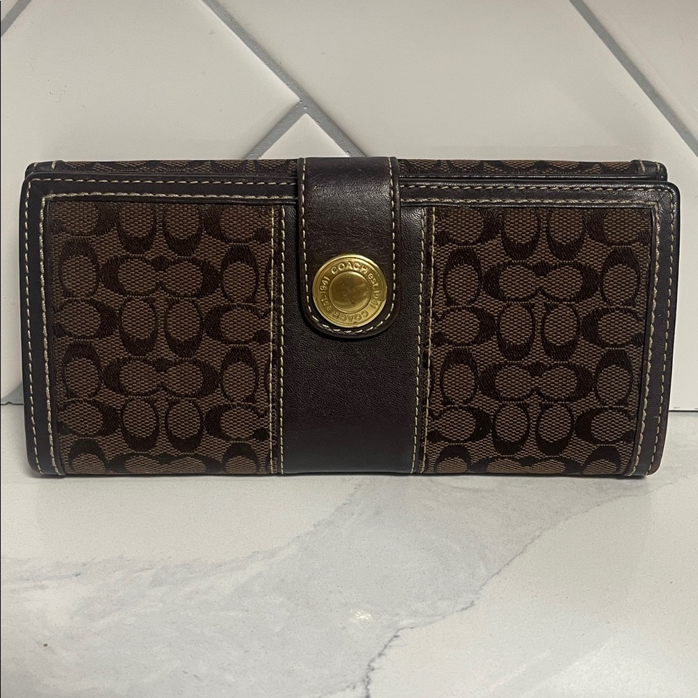 Coach Signature Leather and Canvas Wallet